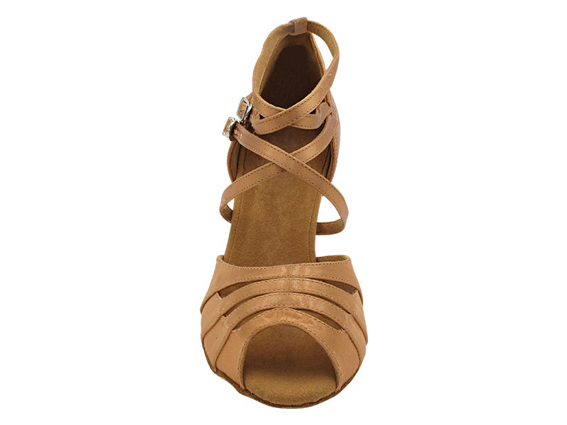 S1007 Tan Satin with 2.5&quot; Spool Heel (PG) in the photo