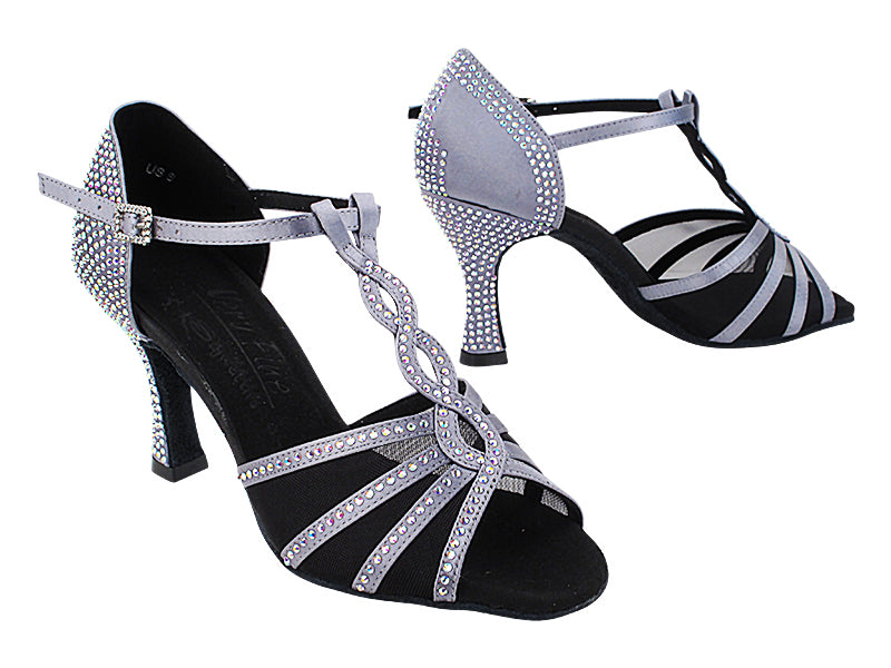 S1009CC 180 Grey Satin_Black Mesh with 3&quot; Heel (YQG 11045) in the photo