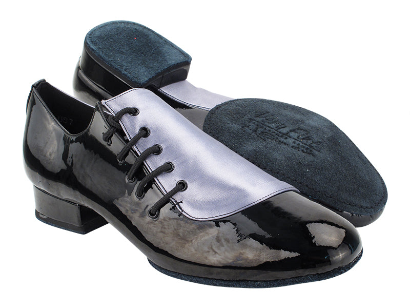 S2519 180 Grey Satin_288 Black Patent with 1&quot; Standard Heel (068) in the photo