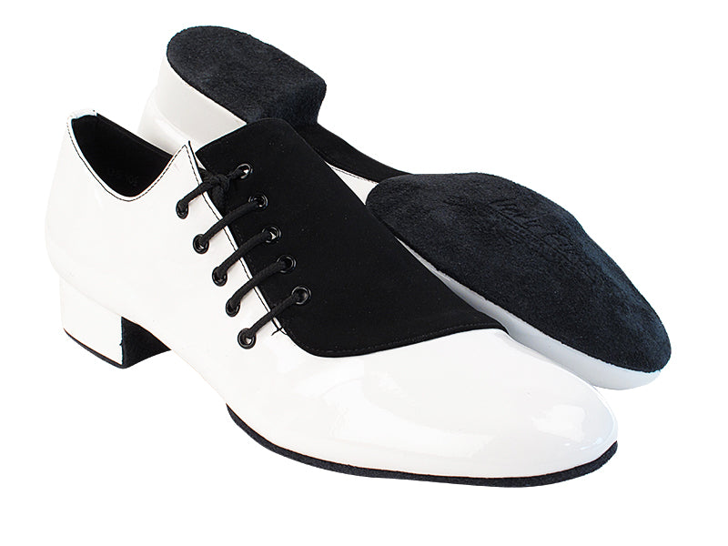S2519 Split Sole White Patent &amp; Black Nubuck