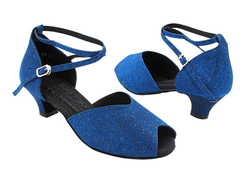 S2801 190 Glitter Dark Blue Satin with 1.2&quot; Cuban Heel (CI) in the photo