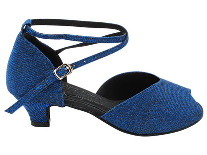 S2801 190 Glitter Dark Blue Satin with 1.2&quot; Cuban Heel (CI) in the photo