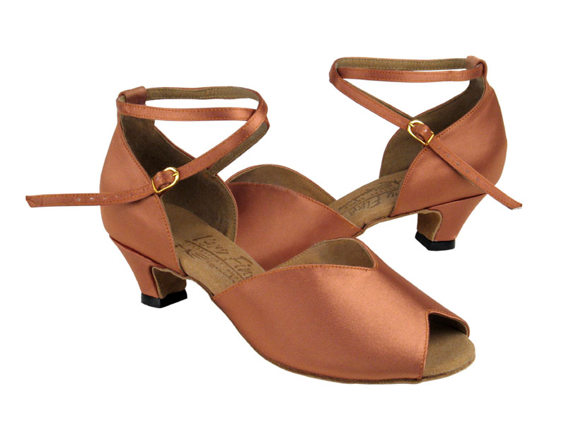 S2801 Tan Satin with 1.2&quot; cuban heel in the photo