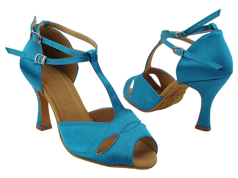 S2803 123 Teal Satin with 3&quot; Flare Heel (YQG) in the photo