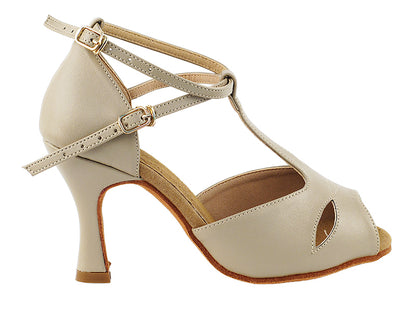 S2803 Beige Leather with 3&quot; Flare Heel (YQG) in the photo