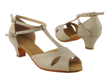 S2803 Beige Leather with 1.2&quot; Cuban Heel in the photo