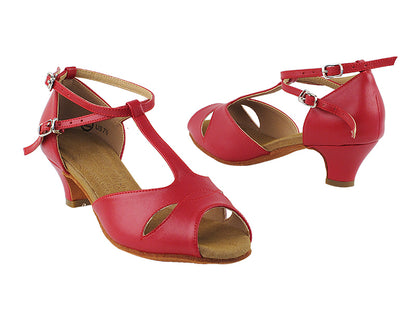 S2803 Red Leather with 1.2&quot; Cuban Heel in the photo