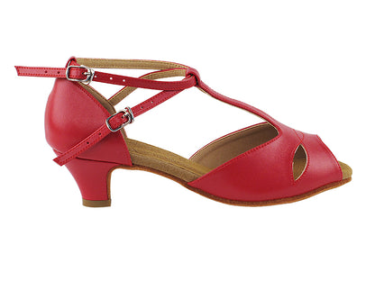 S2803 Red Leather with 1.2&quot; Cuban Heel in the photo