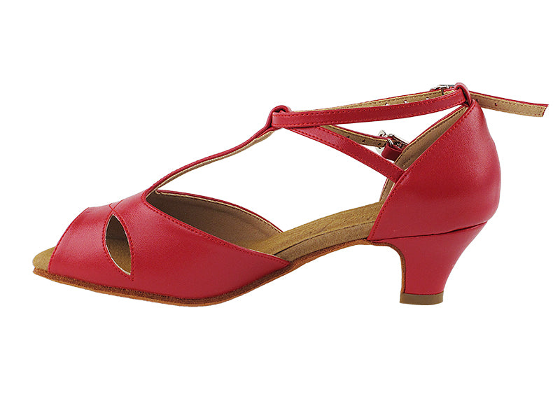 S2803 Red Leather with 1.2&quot; Cuban Heel in the photo
