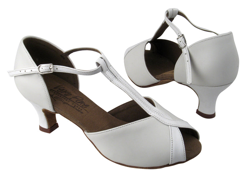 S2804 White Leather with 2" Slim Cuban heel in the photo