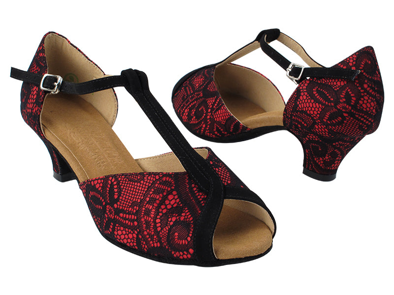 S2804 257 Red Black Lace_73 Black Nubuck Trim
