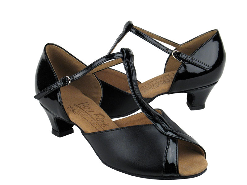 S2804 Black Leather &amp; Black Patent with 1.2&quot; cuban heel in the photo