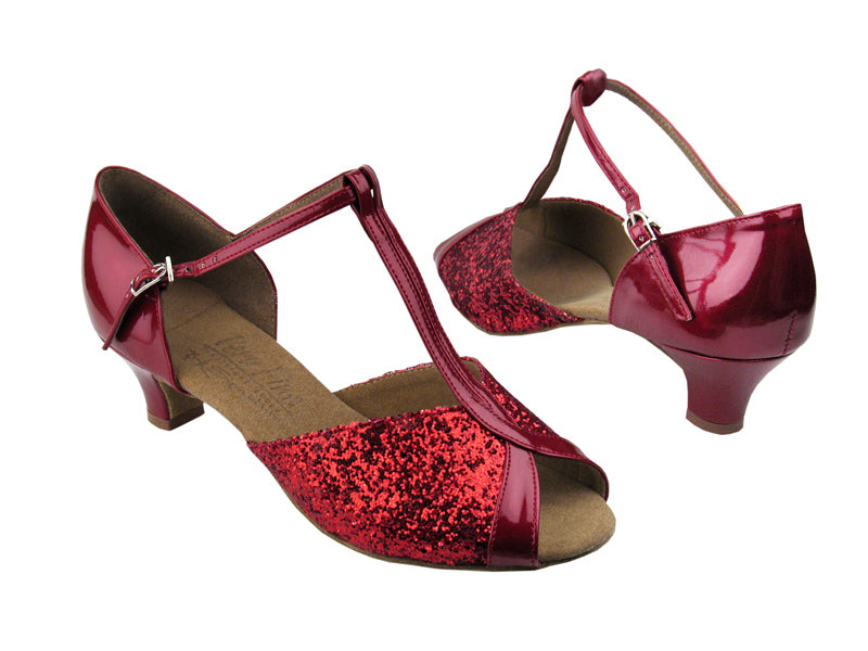 S2804 Red Sparkle &amp; Red Patent with 1.2&quot; Cuban Heel in the photo