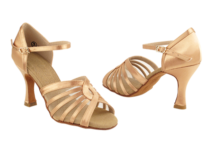 S2805 Tan Satin with 3&quot; Heel in the photo