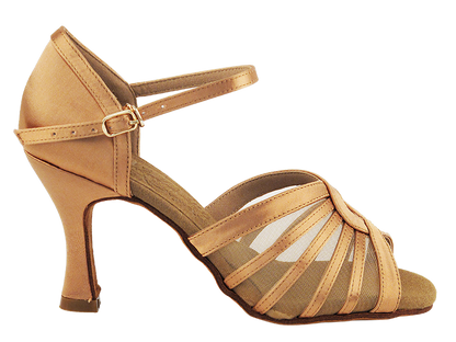 S2805 Tan Satin with 3&quot; Heel in the photo