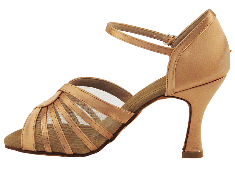 S2805 Tan Satin with 3&quot; Heel in the photo