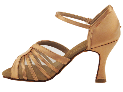 S2805 Tan Satin with 3&quot; Heel in the photo