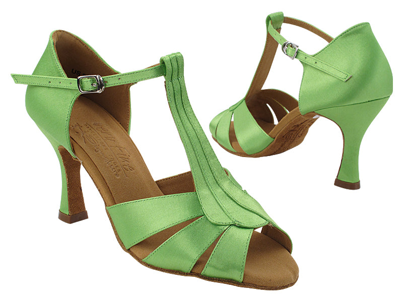 S2806 137 Green Satin with 3&quot; Flare Heel (YQG) in the photo