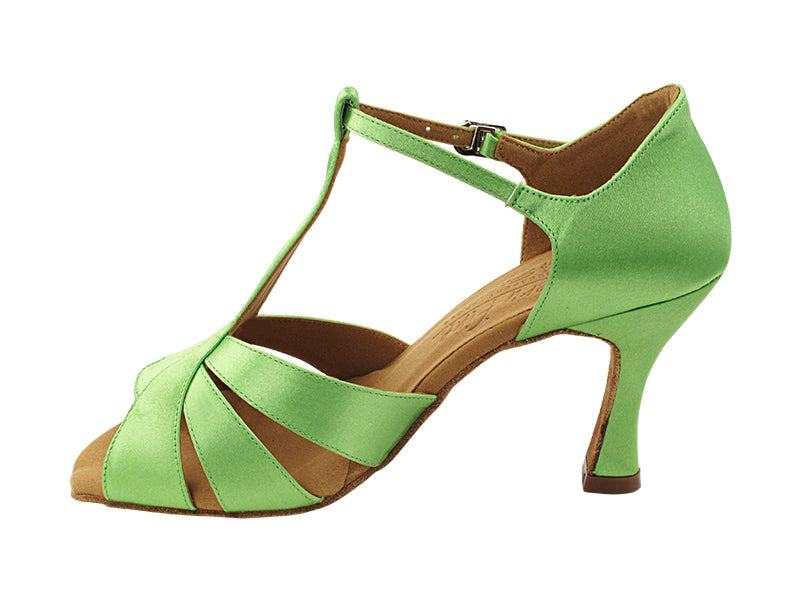 S2806 137 Green Satin with 3&quot; Flare Heel (YQG) in the photo