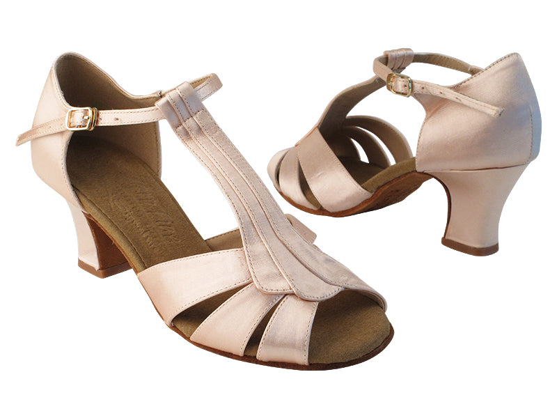 S2806 215 Flesh Satin with 2.2" Thick Cuban Heel in the photo