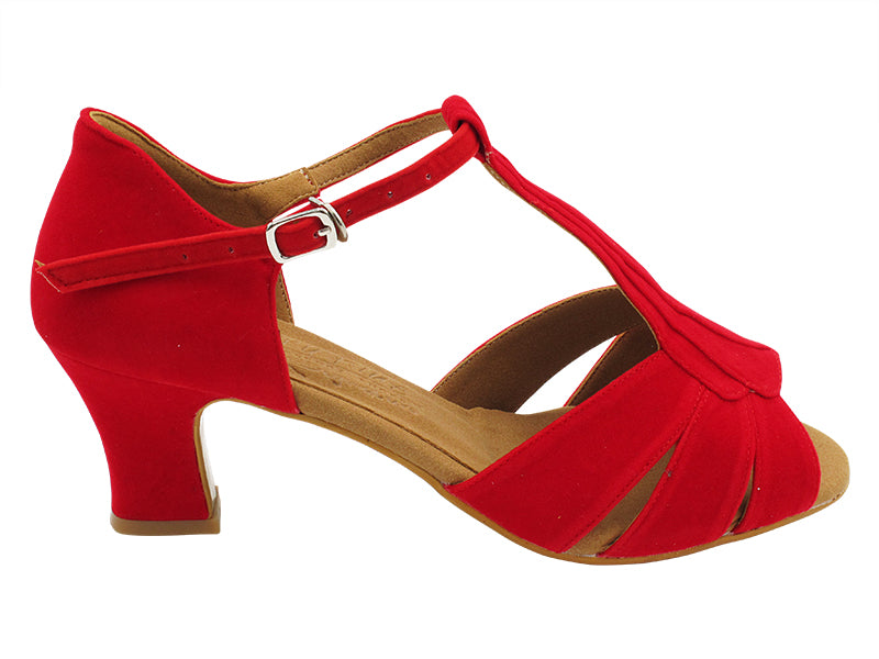 S2806 251 Red Velvet with 2.2 INCH THICK CUBAN HEEL (318) in the photo