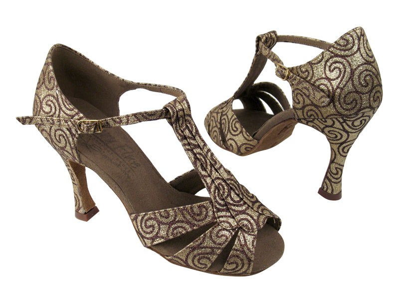 S2806 BF51 Tan Flower Stardust with 3.5&quot; Flare heel in the photo