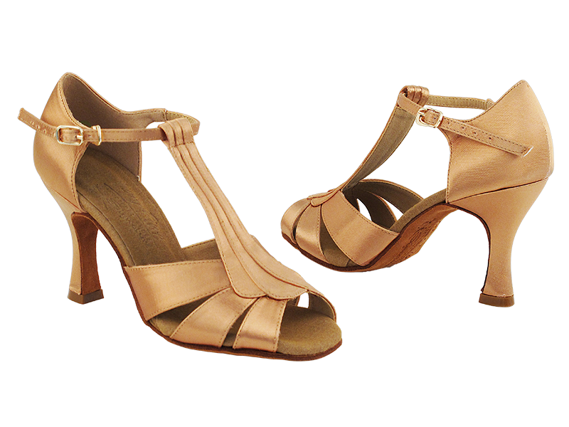 S2806 Tan Satin with 3" Heel in the photo