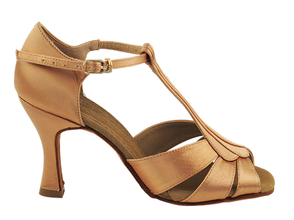 S2806 Tan Satin with 3&quot; Heel in the photo