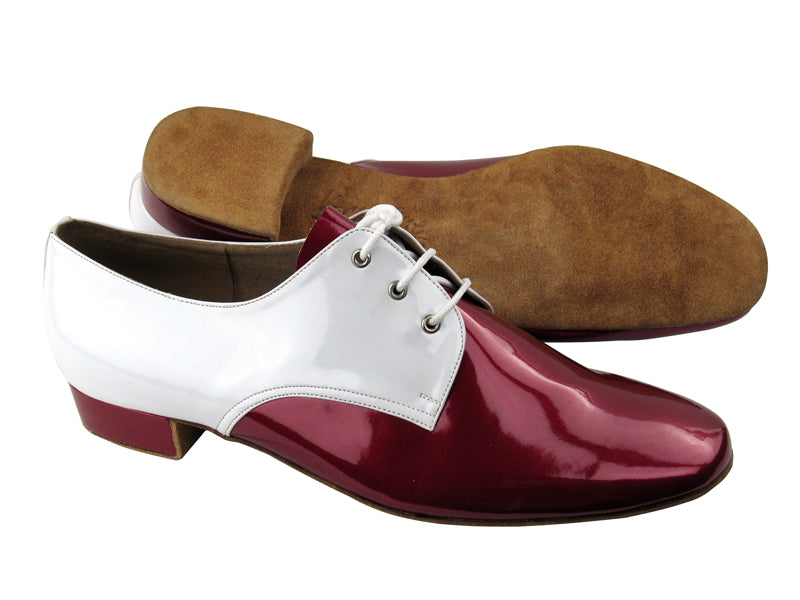 C916103 223 Pearl Dark Red Patent &amp; White Patent with 1&quot; Standard heel in the photo