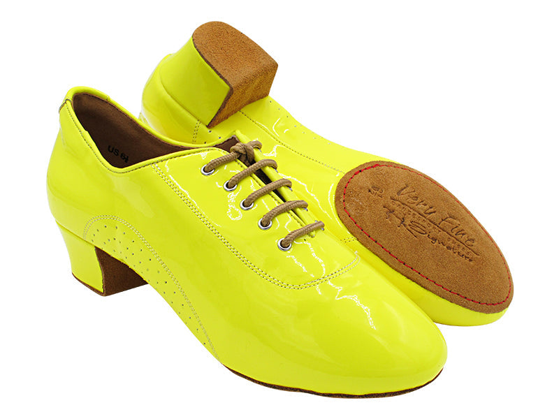 S309 Split Sole Fluorescent Grass Yellow  with Men 1.5&quot; Latin Heel in the photo