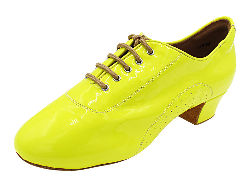 S309 Split Sole Fluorescent Grass Yellow  with Men 1.5&quot; Latin Heel in the photo