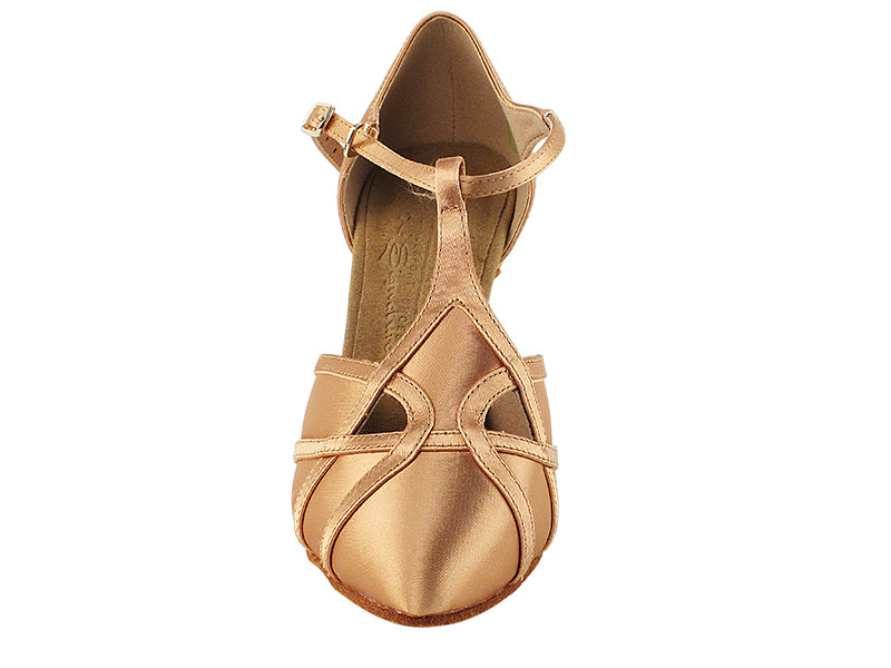 S3801 Tan Satin with 3" Heel in the photo