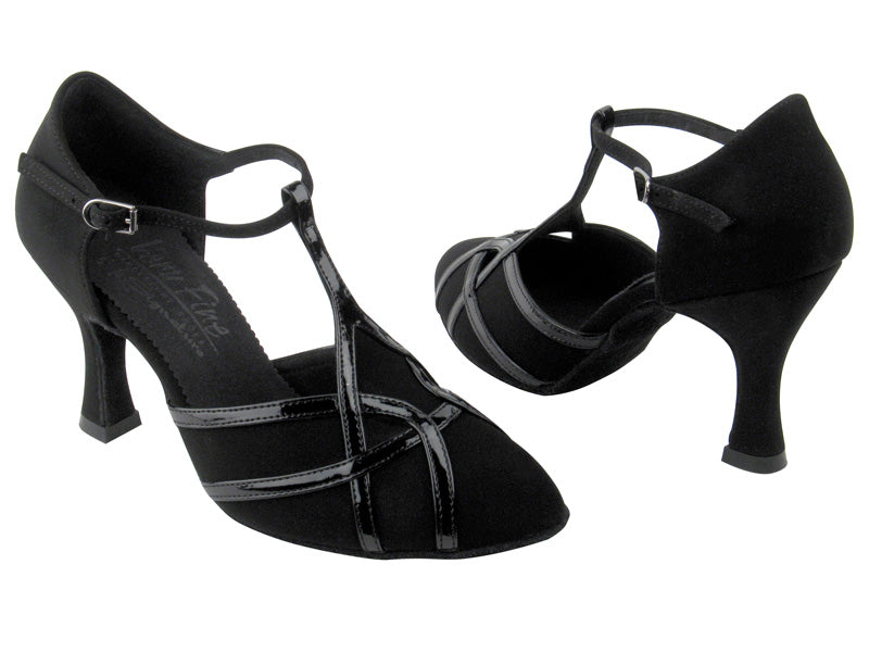 S3801 Black Nubuck &amp; Blk Patent Trim with 3&quot; Flare heel in the photo