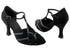 S3801 Black Nubuck & Blk Patent Trim with 3" Flare heel in the photo