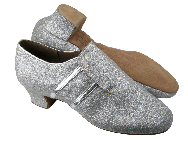 S410 BH6 Silver Glitter_Silver Leather Trim with 1.5&quot; heel in the photo