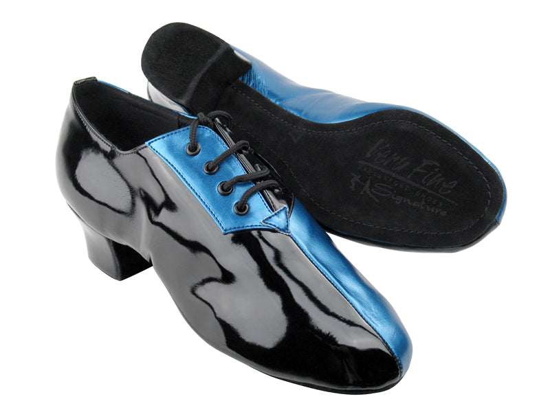 S420 Black Patent &amp; Gem Blue Leather with 1&quot; Standard heel in the photo with 1.5&quot; heel in the photo