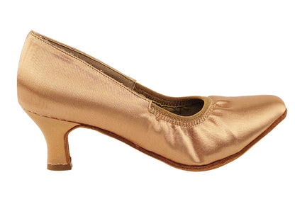 S9107 Tan Satin  with 2&quot; Slim Heel in the photo
