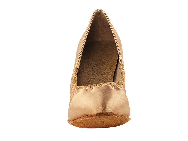 S9107 Tan Satin  with 2&quot; Slim Heel in the photo