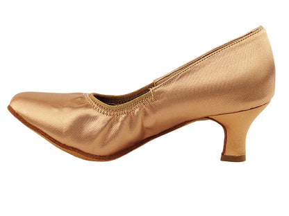 S9107 Tan Satin  with 2&quot; Slim Heel in the photo