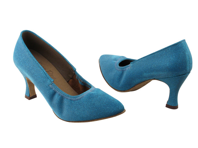 S9107 Glitter Blue Satin with 2.75&quot; heel in the photo