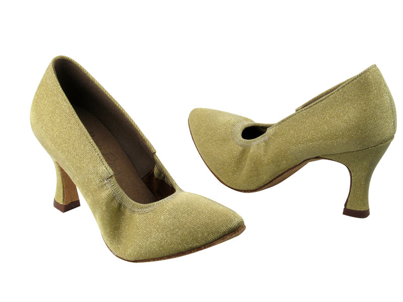 S9107 Glitter Gold Satin with 2.75&quot; heel in the photo