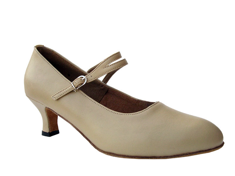 S9119 Beige Leather with 2&quot; Slim heel in the photo