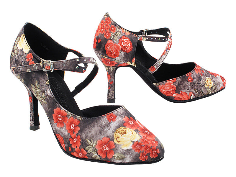 S9122 286 Flower Satin with 3&quot; SLIM HEEL (6646) in the photo