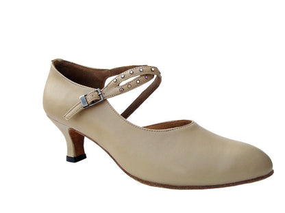 S9122 Beige Leather with 2&quot; Slim heel in the photo