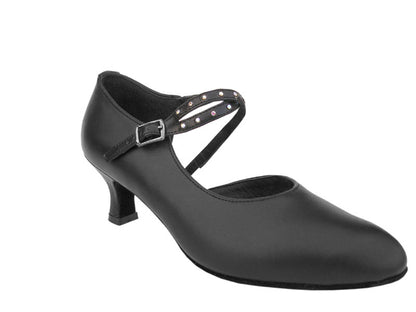 S9122 Black Leather with 2&quot; Slim heel in the photo