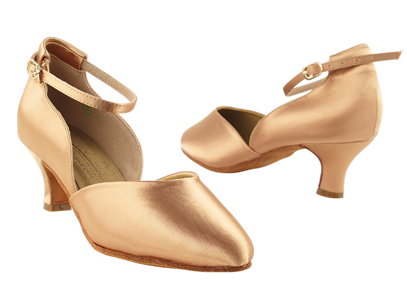 S9129 Tan Satin with 2&quot; Slim Cuban Heel in the photo