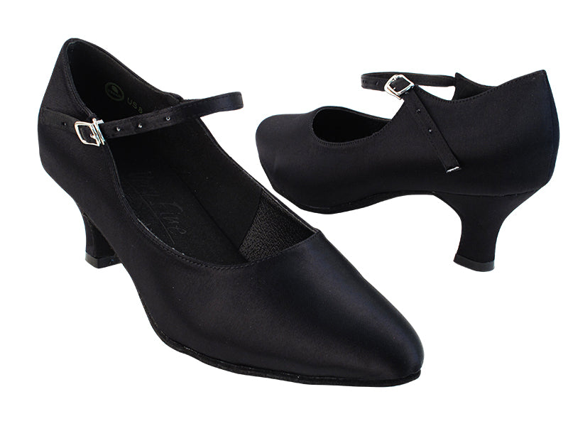 S9137 Black Satin with 2&quot; Slim Heel in the photo