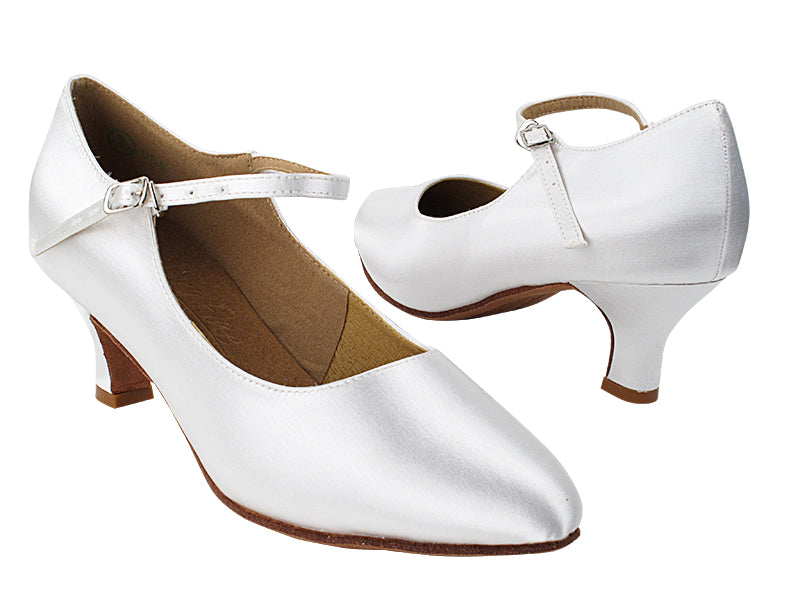 S9137 White Satin with 2&quot; Slim Heel in the photo