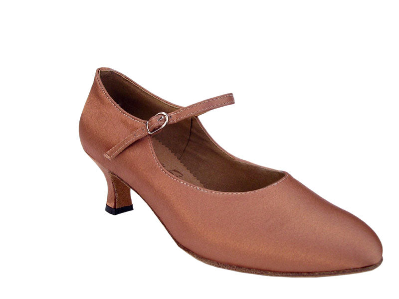S9137 Tan Satin with 2" Slim heel in the photo