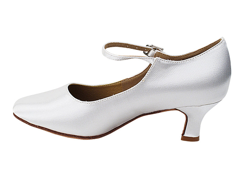 S9137 White Satin with 2" Slim Heel in the photo